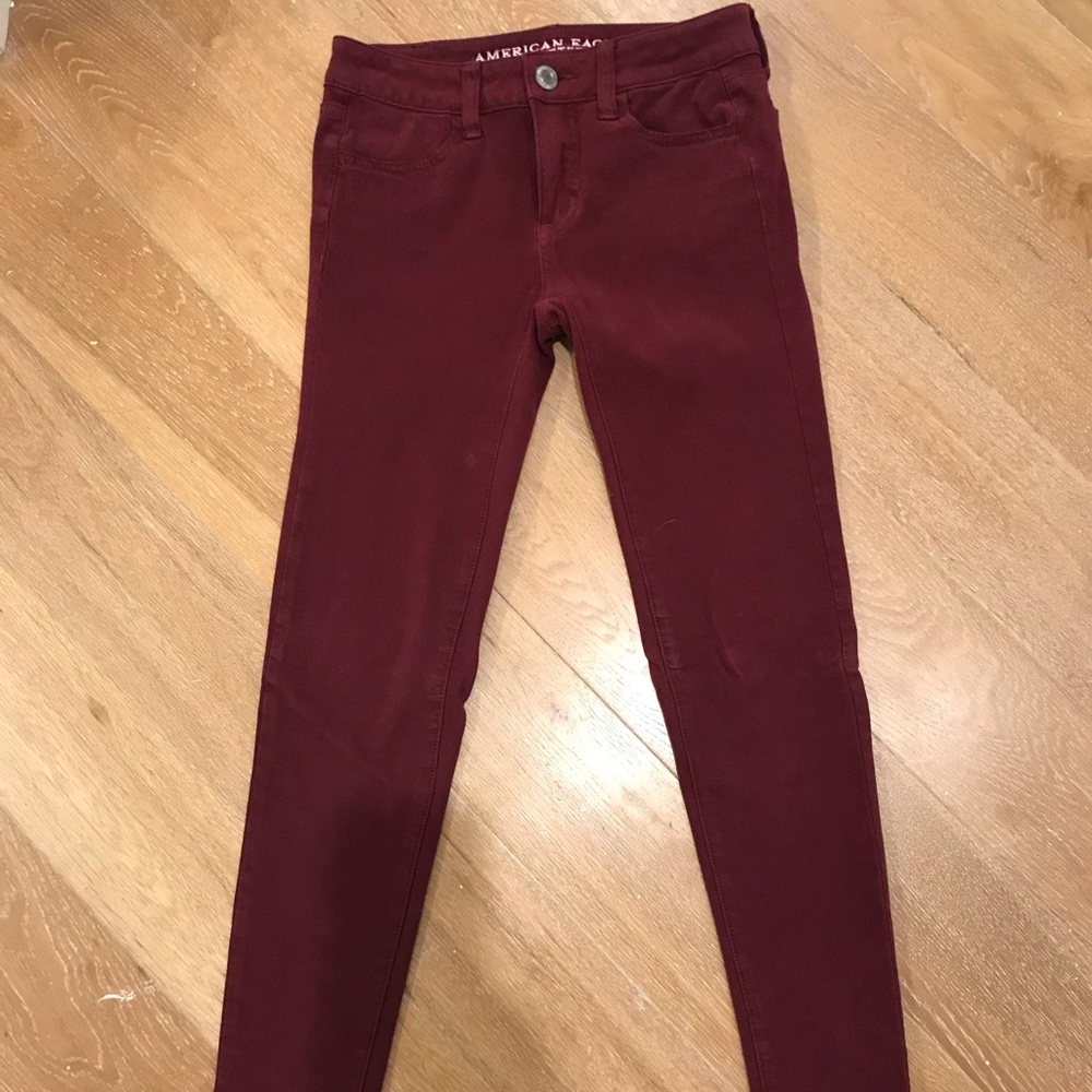 American Eagle Maroon Jeggings